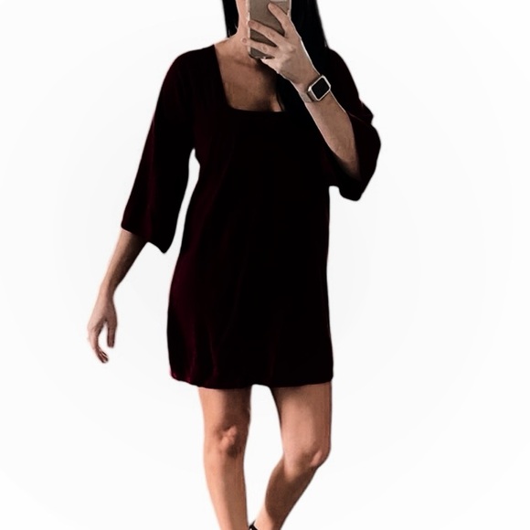 Express Black Kimono Sleeve Sweater Dress with Square Neckline - Picture 2 of 13